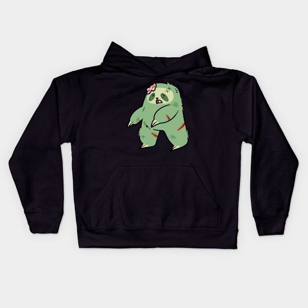 Cute Green Zombie Sloth Kids Hoodie by saradaboru